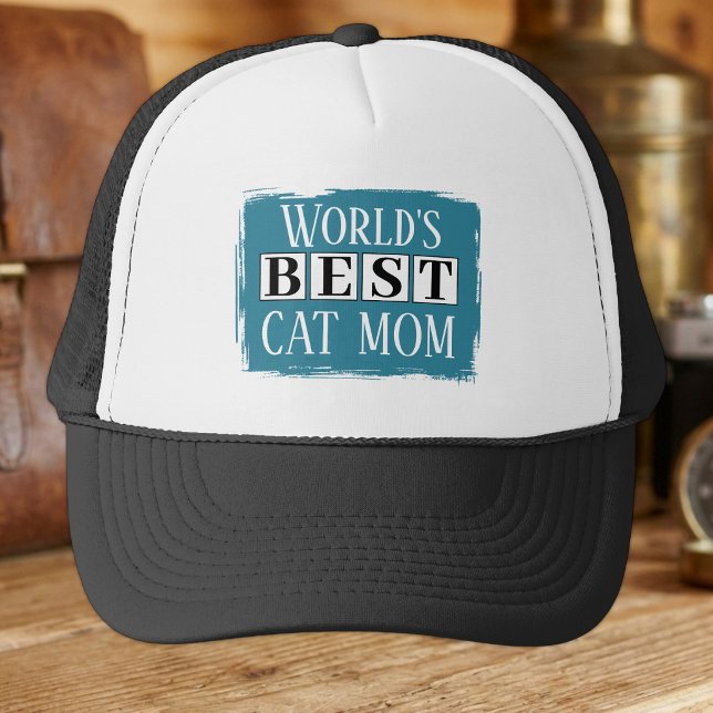 Bästa kattmamma svart blå keps (Skapare uppladdad)