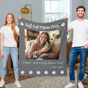 Bästa kattmamma tassar grå husdjur foto flanellfil fleecefilt