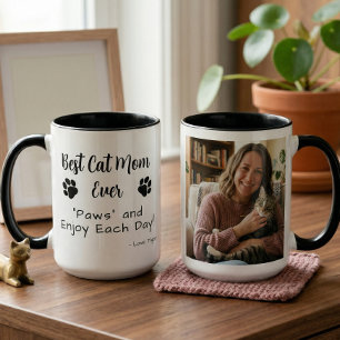 Bästa Kattmamma Tassar Husdjur Foto Kaffe Mugg