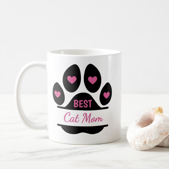 Bästa Kattmamma Tassavtryck Kaffemug Kaffemugg (Med munk)