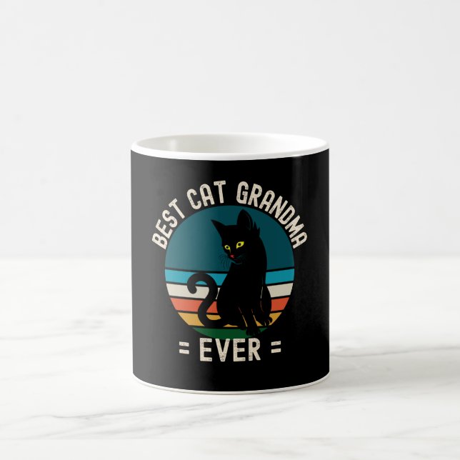 Bästa kattmorma, någonsin funny svart katt kaffemugg (Center)