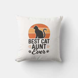 Bästa kattmoster någonsin Vintage solnedgång katt  Kudde