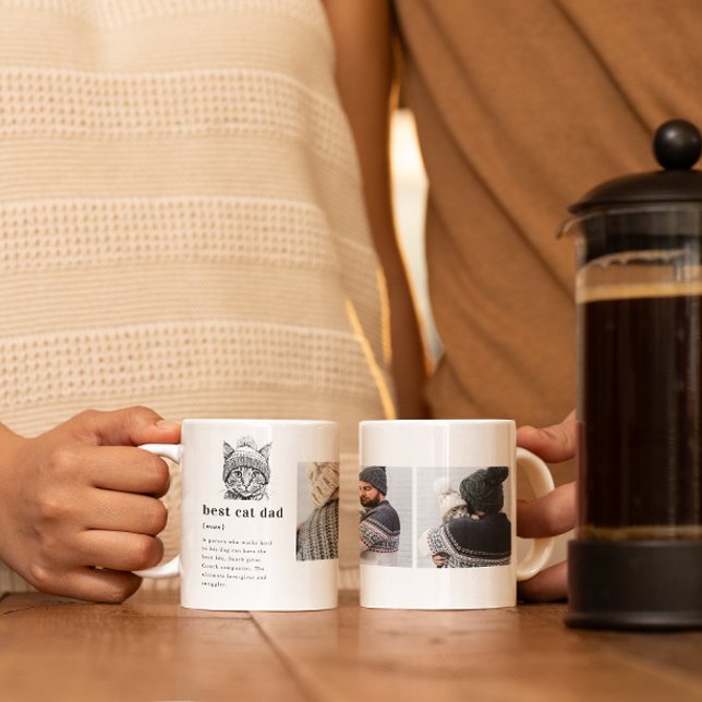 Bästa kattpappa-definition | Tre foto Kaffemugg (Skapare uppladdad)