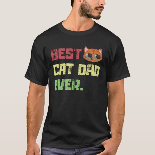 Bästa kattpappa distressed t shirt (Framsida)