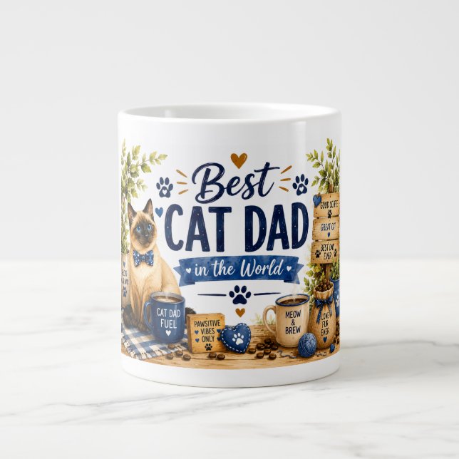 Bästa kattpappa för fars dag  jumbo mugg (Framsidan)