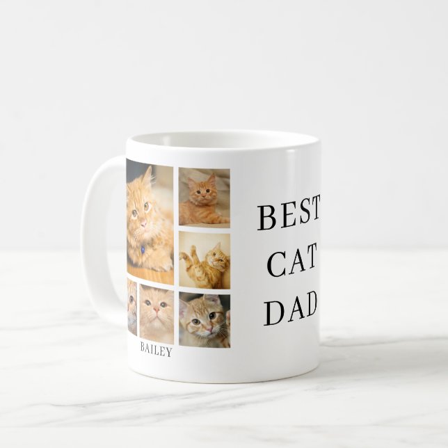 Bästa kattpappa foto personlig  kaffemugg (Framsida vänster)