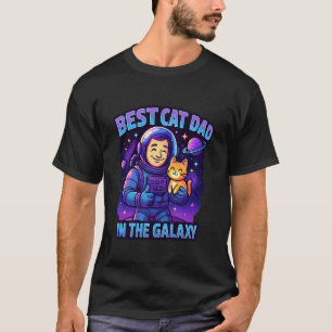 Bästa Kattpappa Galaxy Rolig Astronaut Rymd Husdju T Shirt