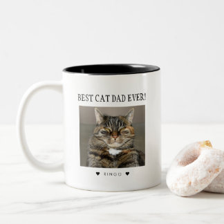 Bästa kattpappa någonsin Anpassad kattfoto kattpap Två-Tonad Mugg