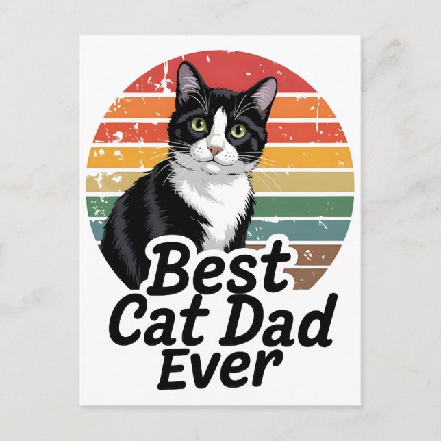 Bästa kattpappa någonsin fadersdagspresent helg vykort (Framsida)