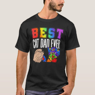 Bästa kattpappa någonsin Färgglad regnbåge Fars da T Shirt