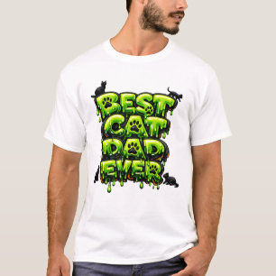 Bästa kattpappa någonsin Fet 3D-slime kattdesign T Shirt
