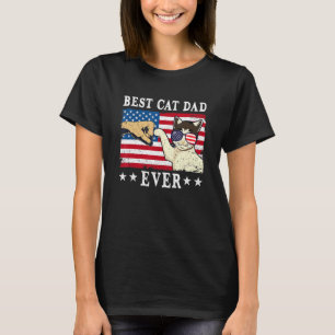 Bästa kattpappa någonsin Katt Amerikansk flagga kn T Shirt