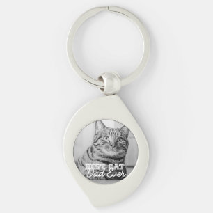 Bästa kattpappa någonsin Modern personlig husdjurs Swirl Silverfärgad Nyckelring