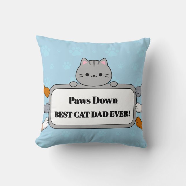 Bästa Kattpappa Någonsin Pälsklapp Kudde (Framsida)