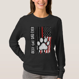 Bästa kattpappa någonsin Patriotisk Paw Flagga Des T Shirt