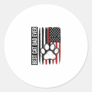 Bästa kattpappa någonsin Patriotisk tassflaggdesig Runt Klistermärke