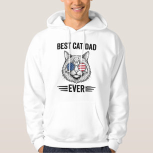 Bästa kattpappa någonsin Patriotisk vintage kattde Hoodie