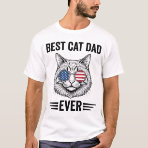 Bästa kattpappa någonsin Patriotisk vintage kattde T Shirt