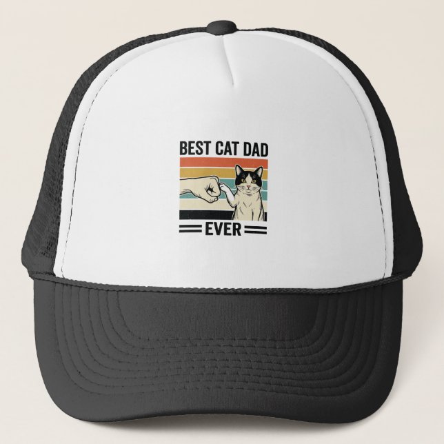 Bästa kattpappa någonsin Retro katt knytnäve skjor Keps (Framsida)
