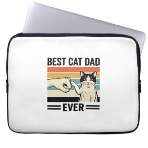 Bästa kattpappa någonsin Retro katt knytnäve skjor Laptop Fodral