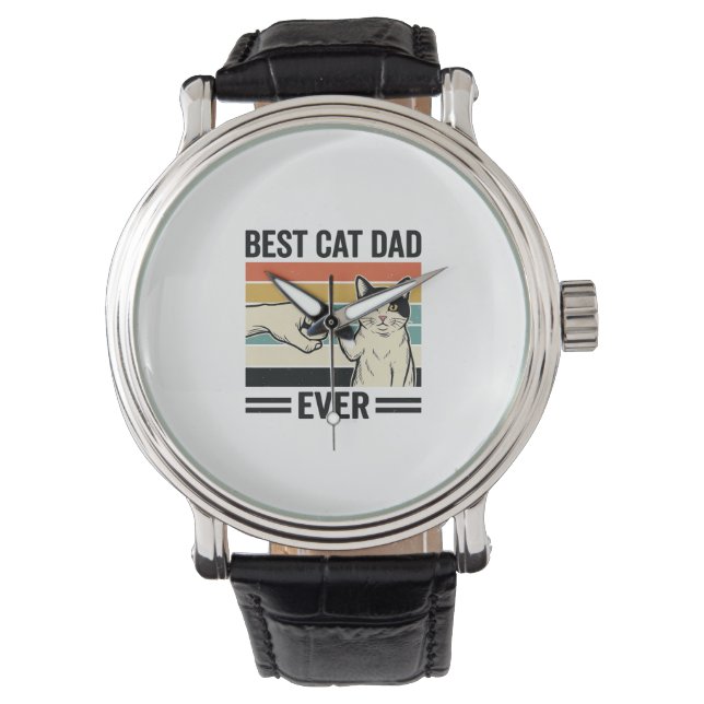 Bästa kattpappa någonsin Retro kattfistbump skjort Armbandsur (Framsida)