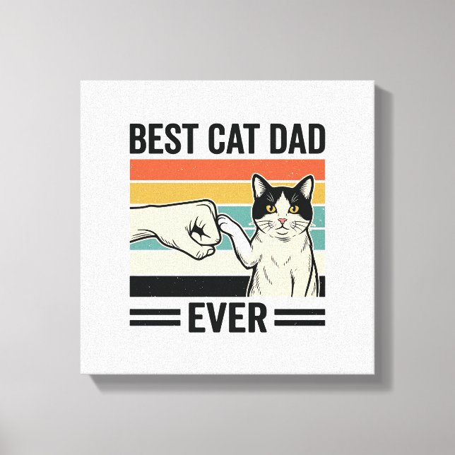 Bästa kattpappa någonsin Retro kattfistbump skjort Canvastryck (Framsida)