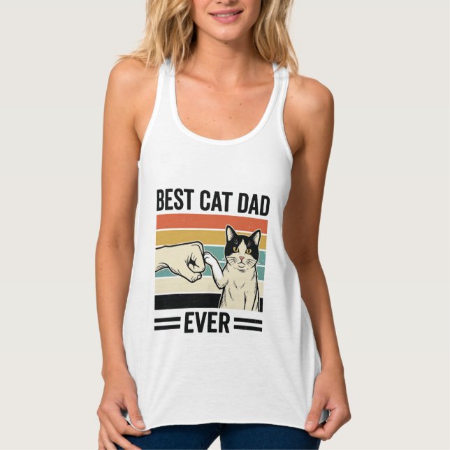 Bästa kattpappa någonsin Retro kattfistbump skjort Linne Med Racerback (Framsida)