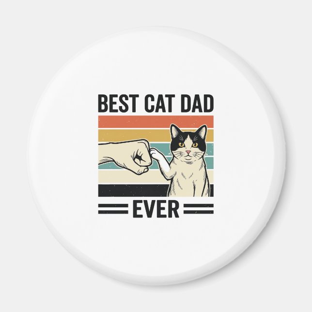 Bästa kattpappa någonsin Retro kattfistbump skjort Magnet (Framsidan)