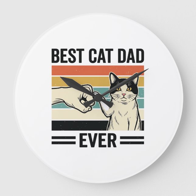 Bästa kattpappa någonsin Retro kattfistbump skjort Stor Klocka (Framsida)