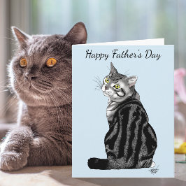 Bästa kattpappa någonsin Silver Tabby Fars dag Kort