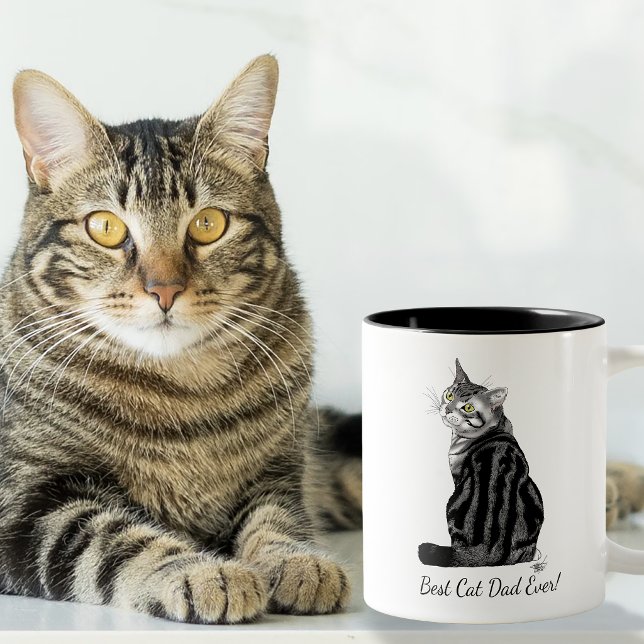 Bästa kattpappa någonsin Silver Tabby Fars dag Två-Tonad Mugg (Skapare uppladdad)