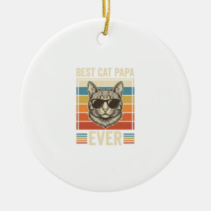 Bästa kattpappa någonsin Vintage katt tröja design Julgransprydnad Keramik