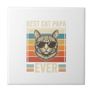 Bästa kattpappa någonsin Vintage katt tröja design Kakelplatta