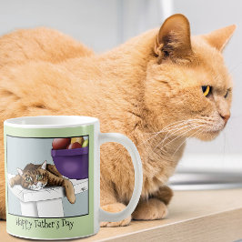 Bästa kattpappa Söt randig katt Fars dag Grön Kaffemugg
