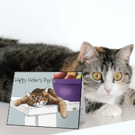 Bästa kattpappa Söt randig katt Fars dag Grön Tack Kort
