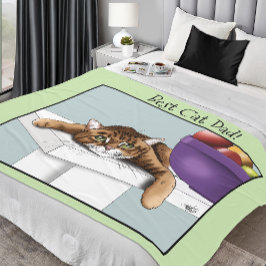 Bästa kattpappa söta tabbykatt fadersdag grön fleecefilt