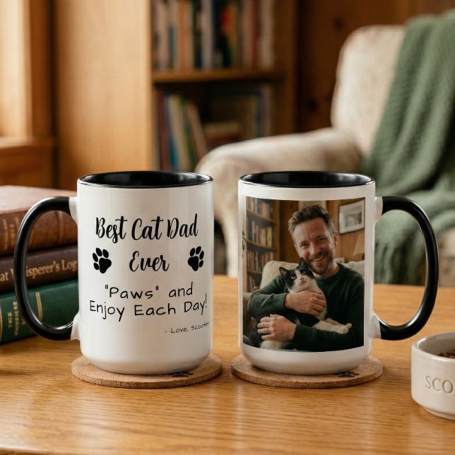 Bästa Kattpappa Tass Husdjur Foto Kaffe Mugg (Skapare uppladdad)