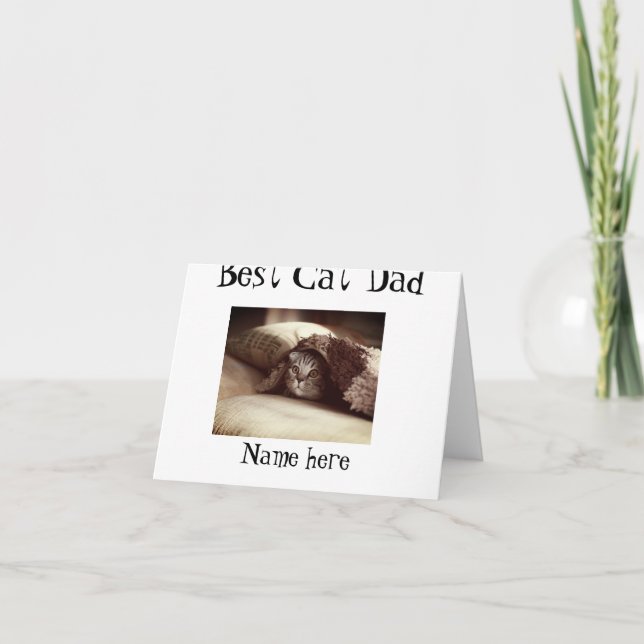 bästa kattpappafotons namn fadersdag husdjurs papp tack kort (Framsida)