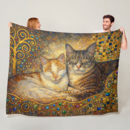 Bästa kattvänner Klimt-inspirerad Fleecefilt
