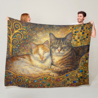 Bästa kattvänner Klimt-inspirerad Fleecefilt