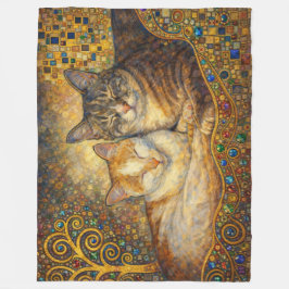 Bästa kattvänner Klimt-inspirerad Fleecefilt