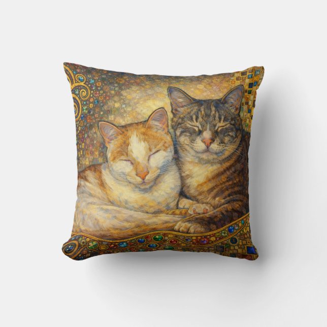 Bästa kattvänner Klimt-inspirerad Kudde (Framsida)