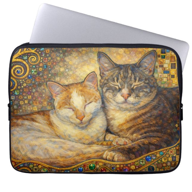 Bästa kattvänner Klimt-inspirerad Laptop Fodral (Framsidan)