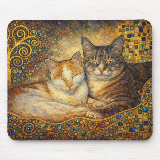 Bästa kattvänner Klimt-inspirerad Musmatta (Framsidan)