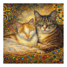 Bästa kattvänner Klimt-inspirerad