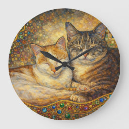 Bästa kattvänner Klimt-inspirerad Stor Klocka