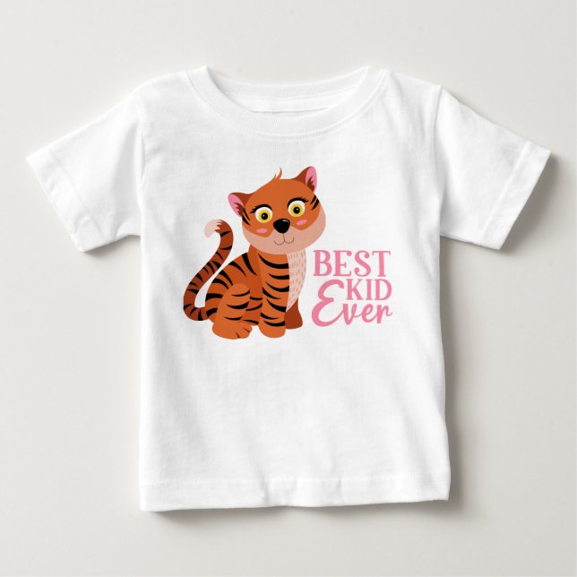 BÄSTA KIDS VARJE CUTE ROSA TIGER T SHIRT (Framsida)
