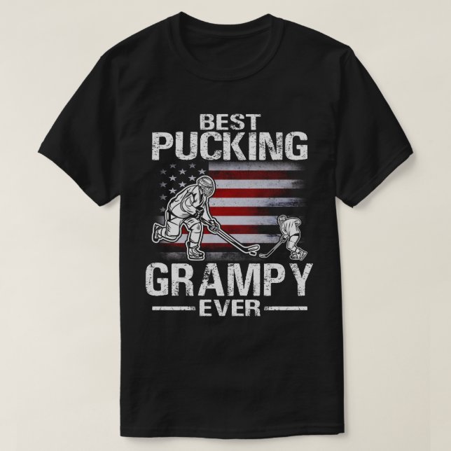 Bästa knackande grax någonsin Hockey US Flagga Far T Shirt (Design framsida)