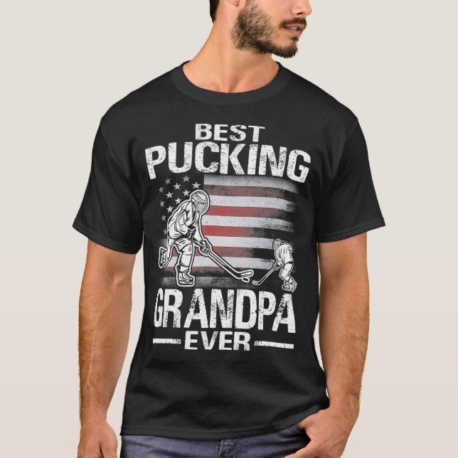 Bästa knackande morfar nånsin Hockey Fars dag T Shirt (Framsida)