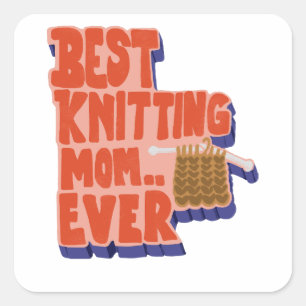 Bästa Knitting Mamma någonsin Retro Vintage Typogr Fyrkantigt Klistermärke